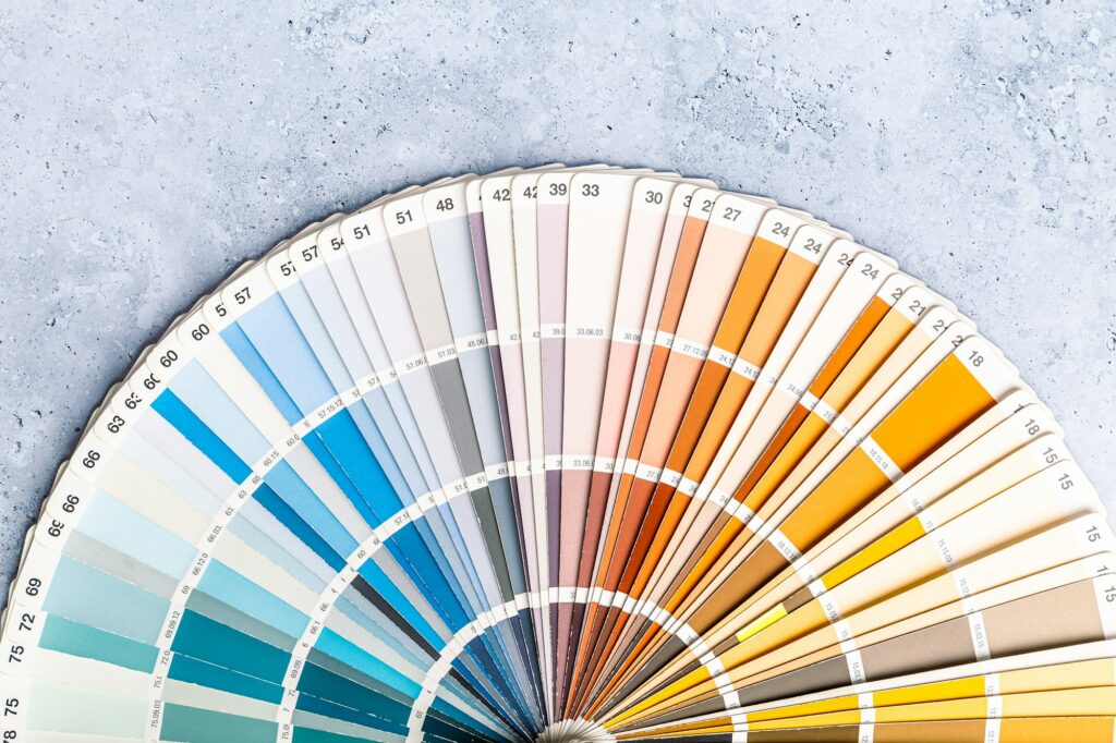 Industrial color palette guide of paint samples catalog