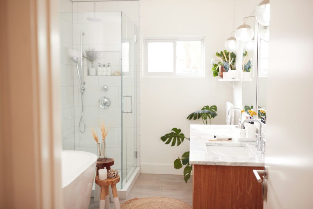 Interior View Of Beautiful Bathroom In New Family House